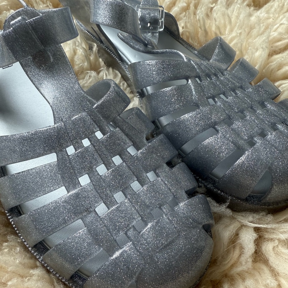 melissa Possession “Glitter Clear” Silver Jelly Sandals Sz 8 - Picture 5 of 5